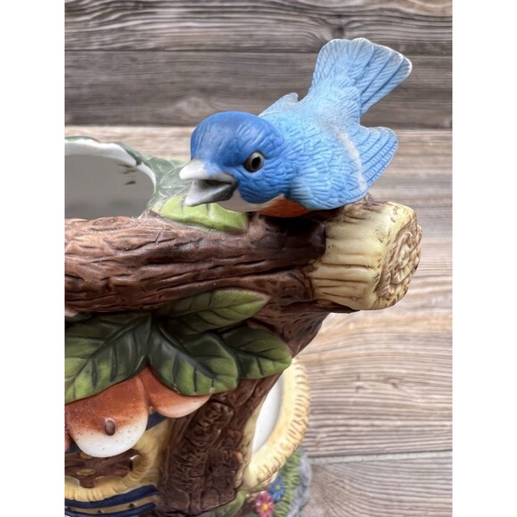 PartyLite Porcelain Treetop Inn P7320 Retired Birdhouse Bluebird Morning Glories - Picture 5 of 12
